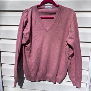 Vintage YSL Style Pink V-Neck Sweater Minimal Classic